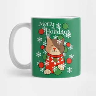 Merry Holidays Sweater Cat Mug